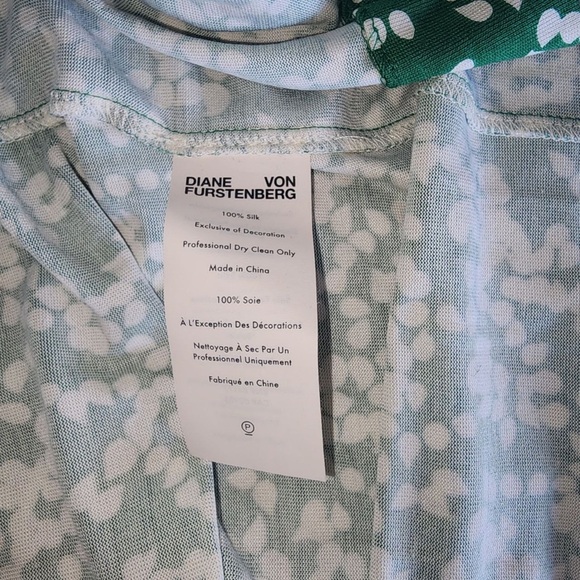 NWT NEW Diana Furstenberg green midi printed wrap dress size XL 100% silk - Picture 10 of 11